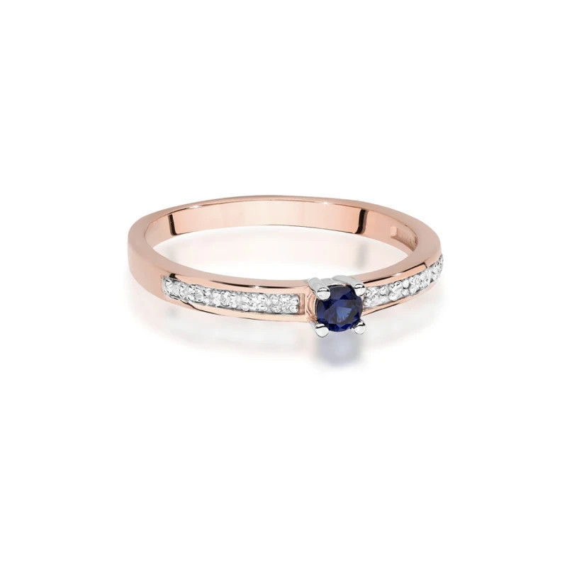 Gold Ring 585 Rose Gold With Sapphire Diamonds 0.15ct
