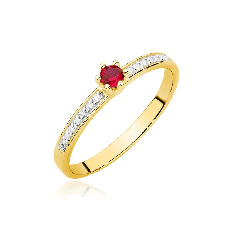 Gold Ring 585 Ruby Diamonds 0.15 ct Gold Ring 585 Ruby Diamonds 0.15 ct