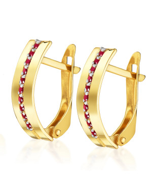 Gold earrings ruby stones 14k