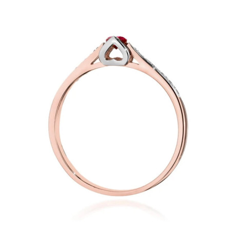 Gold Ring 585 Rose Gold Ruby Diamonds 0.15ct Certificate