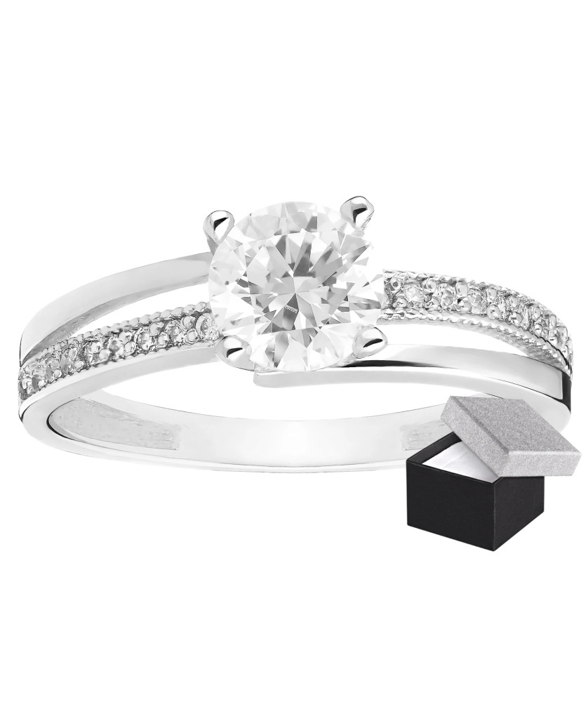 Silver engagement ring large stone