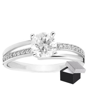 Silver engagement ring large stone