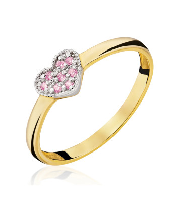 Ring with heart 8k pink zirconia