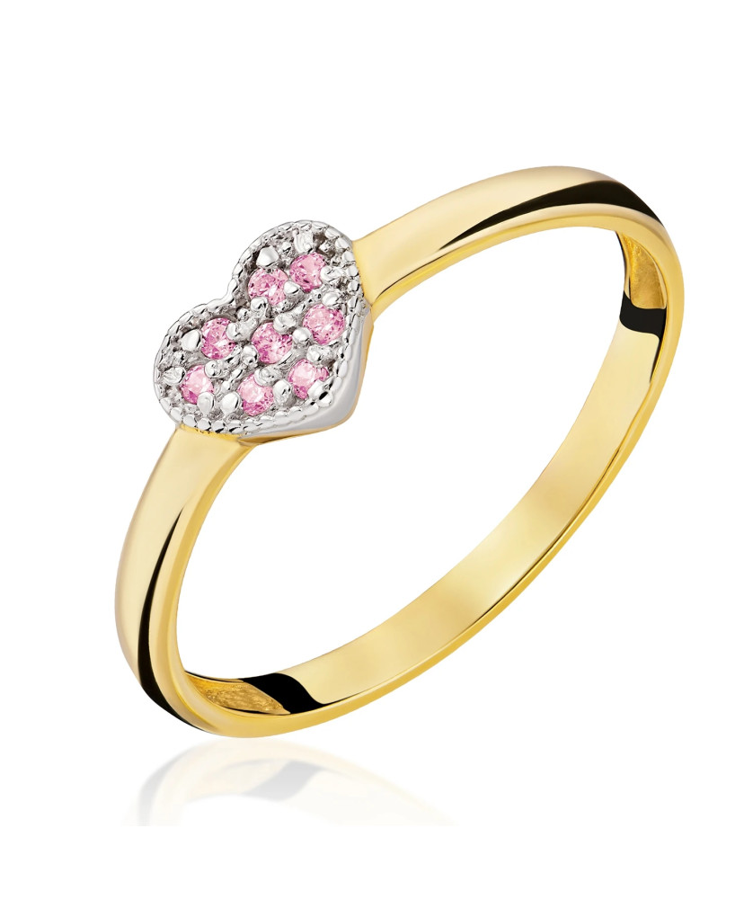 Ring with heart 8k pink zirconia
