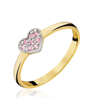 Ring with heart 8k pink zirconia