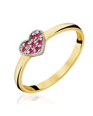 Ring with heart 8k red zirconia