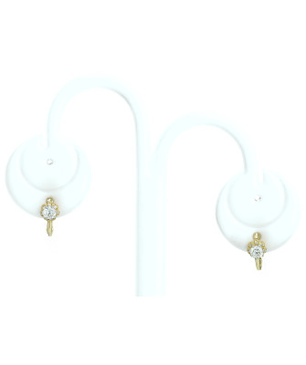 Gold earrings flower cubic zirconia 14k