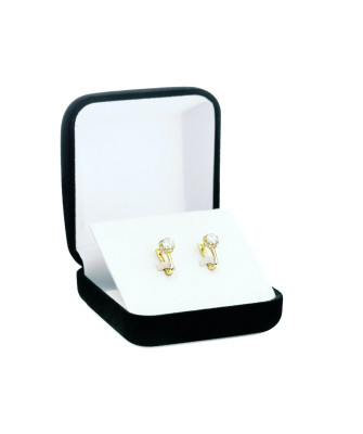 Gold earrings flower cubic zirconia 14k