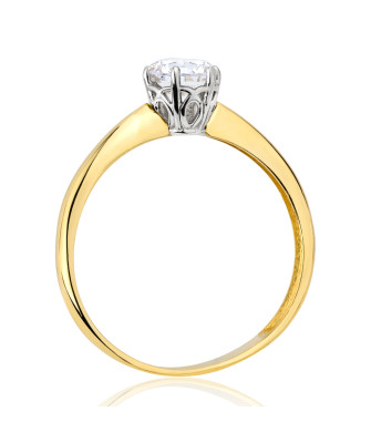 Gold engagement ring 14k classic with zirconia