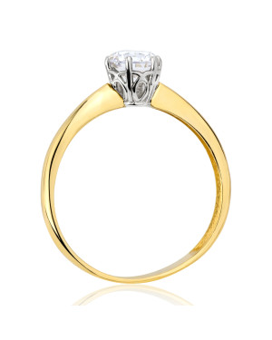 Gold engagement ring 14k classic with zirconia