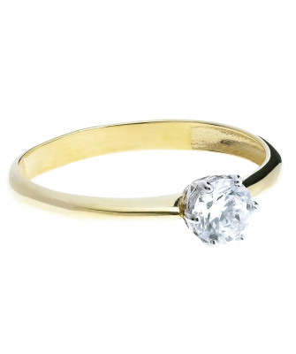 Gold engagement ring 14k classic with zirconia