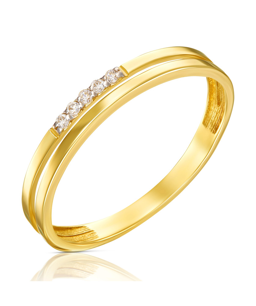 Double ring band with stones 14k