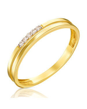 Double ring band with stones 14k