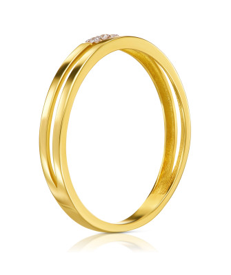 Double ring band with stones 14k