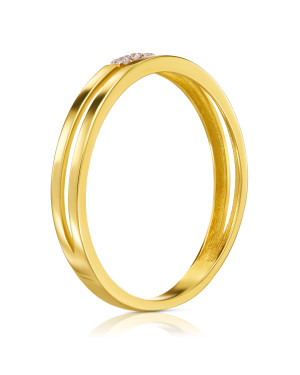 Double ring band with stones 14k