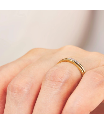 Double ring band with stones 14k