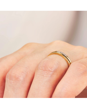 Double ring band with stones 14k