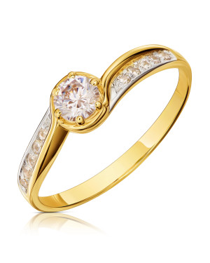 Gold ring with white stone 14k