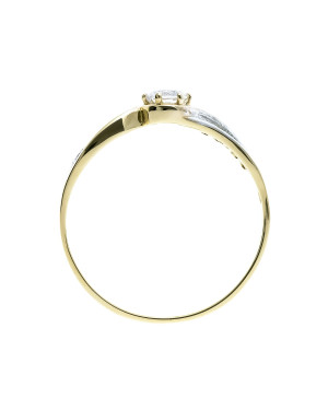 Złoty pierścionek z białym oczkiem 14k