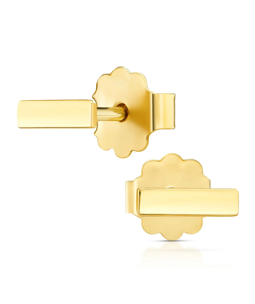 Gold rectangle earrings 14k