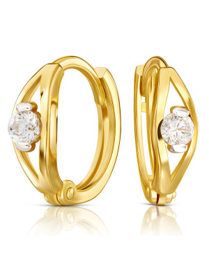 Gold earrings 8k hoops with white stone