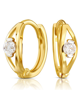 14k gold earrings with a white stone