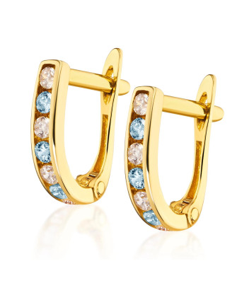 Gold earrings blue stones 8k