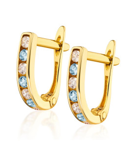 Gold earrings blue stones 8k