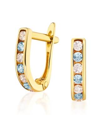 Gold earrings blue stones 8k