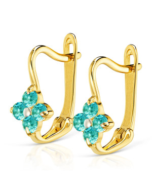 Gift for a girl's communion turquoise earrings 14k gold