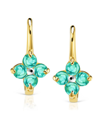 Gift for a girl's communion turquoise earrings 14k gold