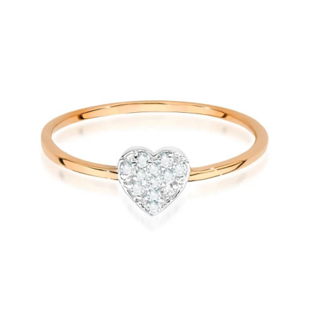 Gold Ring 585 Rose Gold Heart Diamonds 0.10ct Certificate