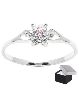 Silver flower ring cubic zirconia
