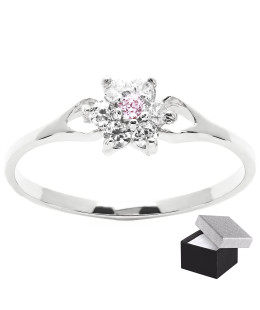 Silver flower ring cubic zirconia
