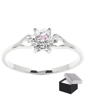 Silver flower ring cubic zirconia