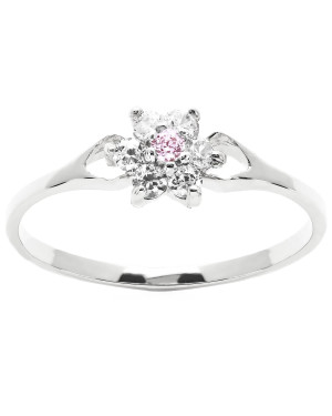Silver flower ring cubic zirconia