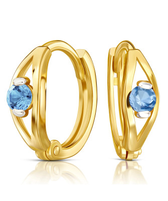 Gold earrings 8k hoops with a blue eye