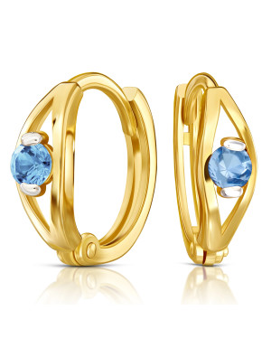 Gold earrings 8k hoops with a blue eye