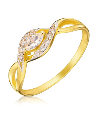 Gold ring 8k interwoven zirconia