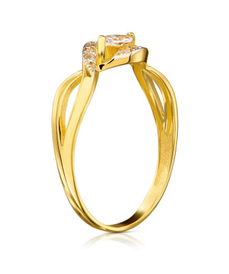 Gold ring 8k interwoven zirconia