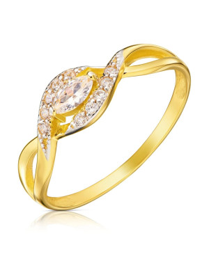 14k gold ring interwoven with zirconia