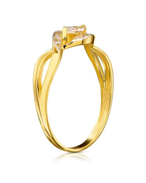 14k gold ring interwoven with zirconia