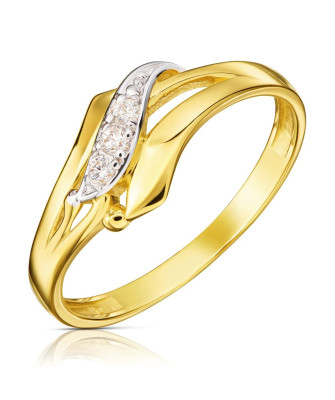 14k gold ring with zirconia leaf