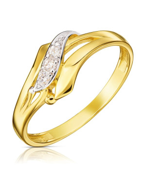 14k gold ring with zirconia leaf