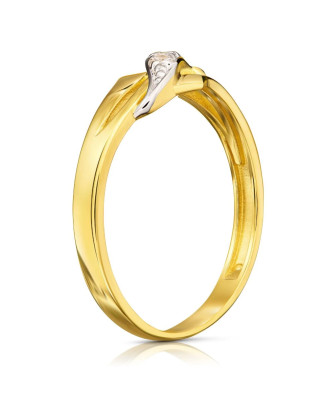 14k gold ring with zirconia leaf