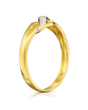 14k gold ring with zirconia leaf