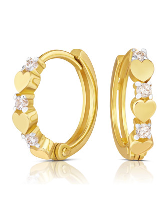 Gold heart hoop earrings and zirconia