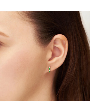 Gold earrings rectangular emerald cubic zirconia 14k