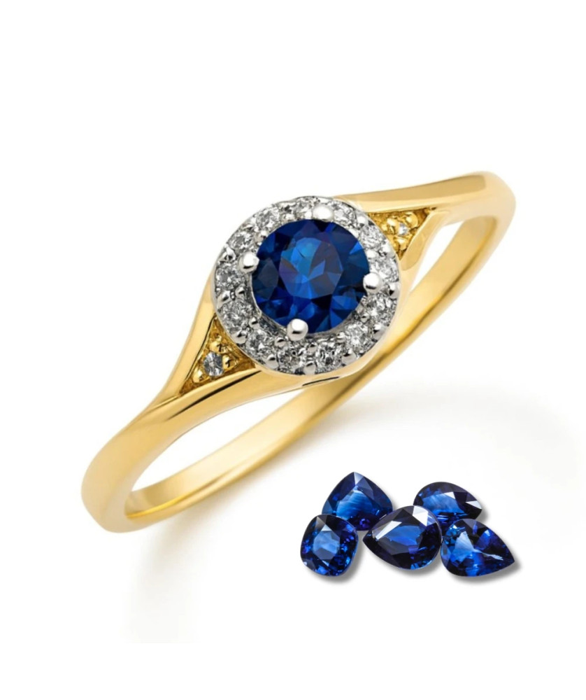 Ring with blue stone gold 8k