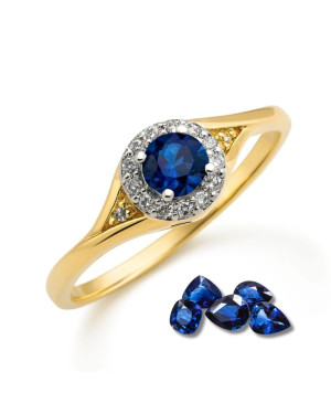 Ring with blue stone gold 8k